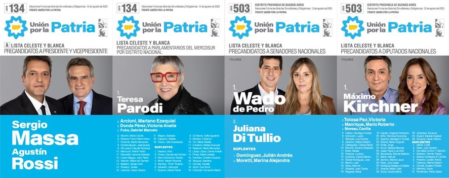 Elecciones 2023: Así serán las boletas de Unión por la Patria