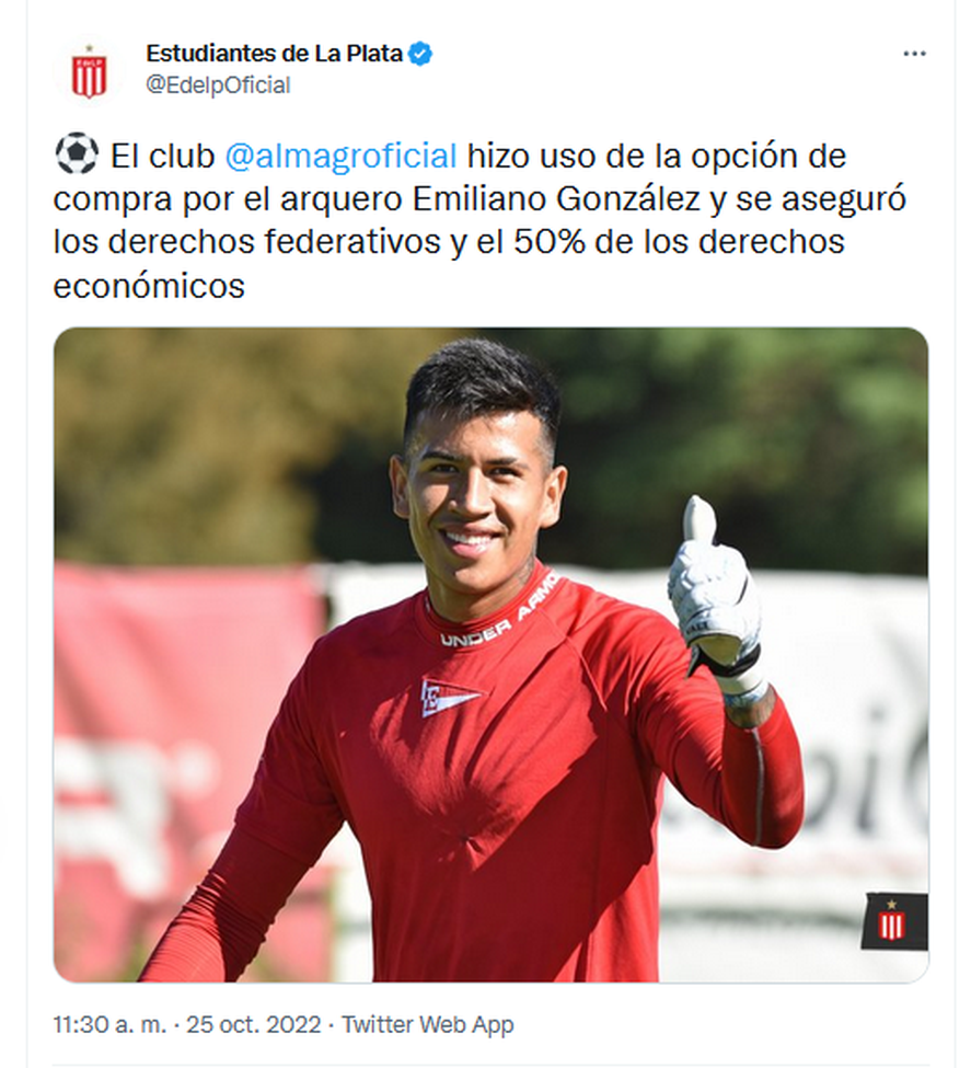 La confirmación de Estudiantes en redes sociales.