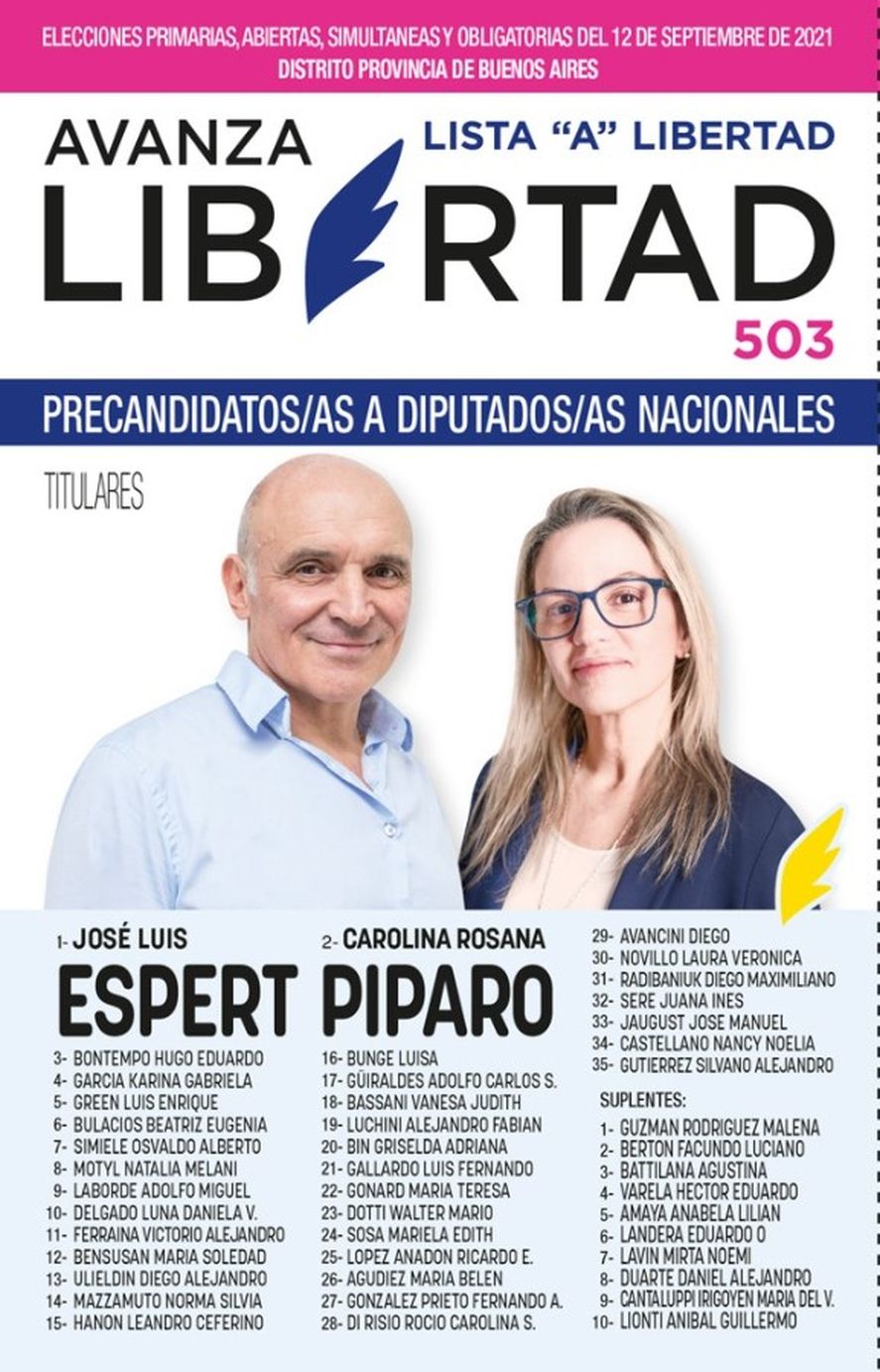 Elecciones 2021: la boleta de Avanza Libertad
