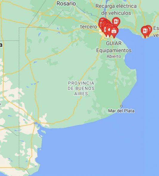 Según Google Maps, las estaciones de carga para autos eléctricos o híbridos están concentradas en el Área Metropolitana de Buenos Aires. Según Google Maps, las estaciones de carga para autos eléctricos o híbridos están concentradas en el Área Metropolitana de Buenos Aires.