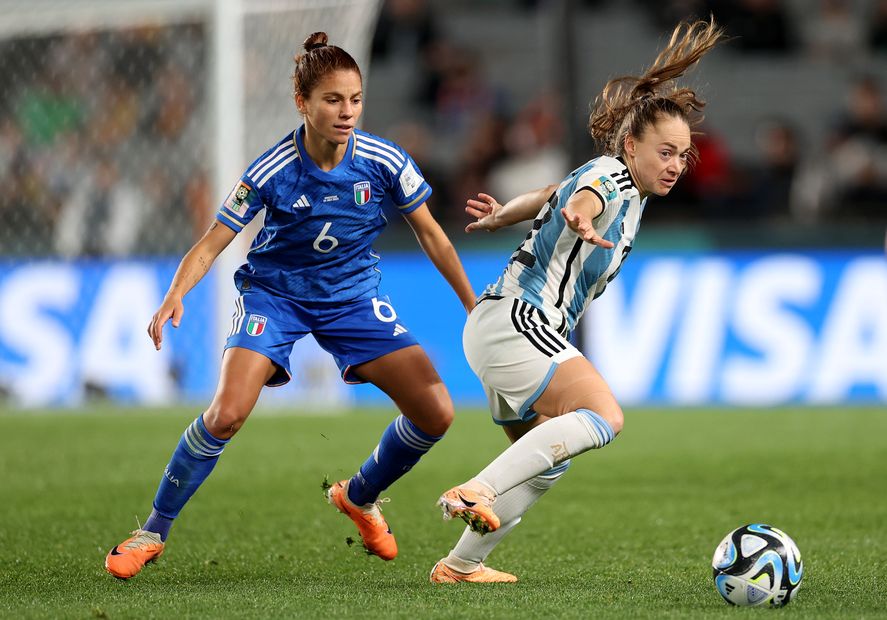 Estefanía Banini, figura de Argentina en su debut en el Mundial Femenino 2023. Estefanía Banini, figura de Argentina en su debut en el Mundial Femenino 2023.
