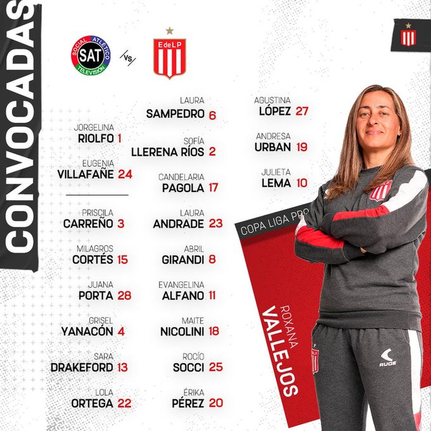 Las convocadas por Roxana Vallejos en Estudiantes. Las convocadas por Roxana Vallejos en Estudiantes.