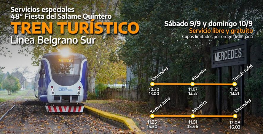 Este fin de semana, el Tren Belgrano Sur sumará frecuencias especiales para que más cantidad de personas puedan llegar a la esperada fiesta.