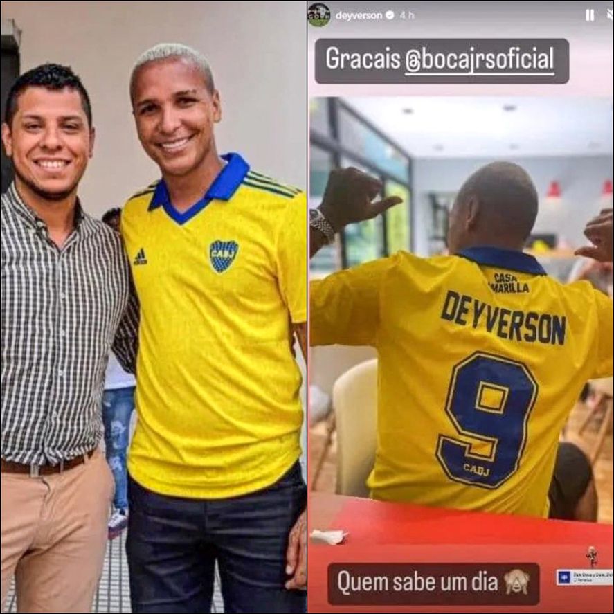 Deyverson con la camiseta de Boca que le hicieron llegar desde Argentina. Deyverson con la camiseta de Boca que le hicieron llegar desde Argentina.