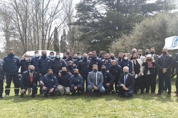 El presidente de Fabricaciones Militares, Iván Durigón, en el acto por el 75º aniversario de Fanazul