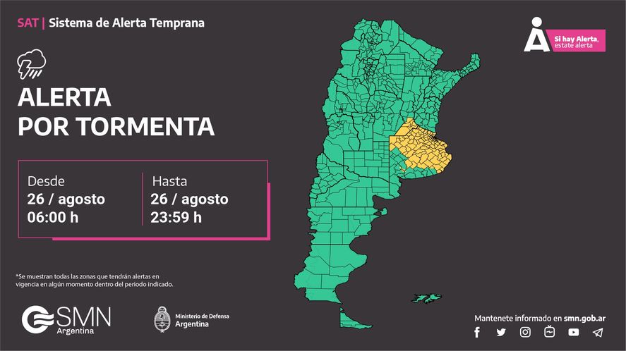 Nuevamente el Servicio Meteorológico Nacional anunció un alerta amarillo por tormentas en parte de la región bonaerense. Enterate cuáles son las localidades.
