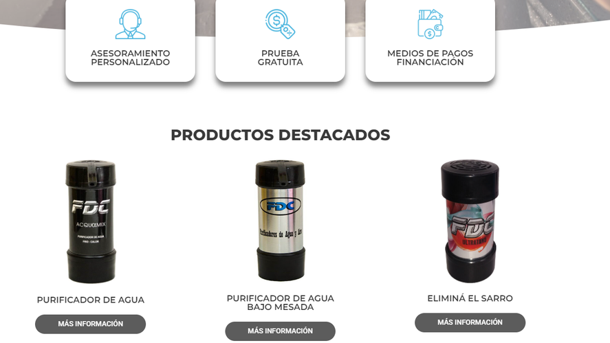 Así son los productos que promociona la marca FDC en su sitio web.