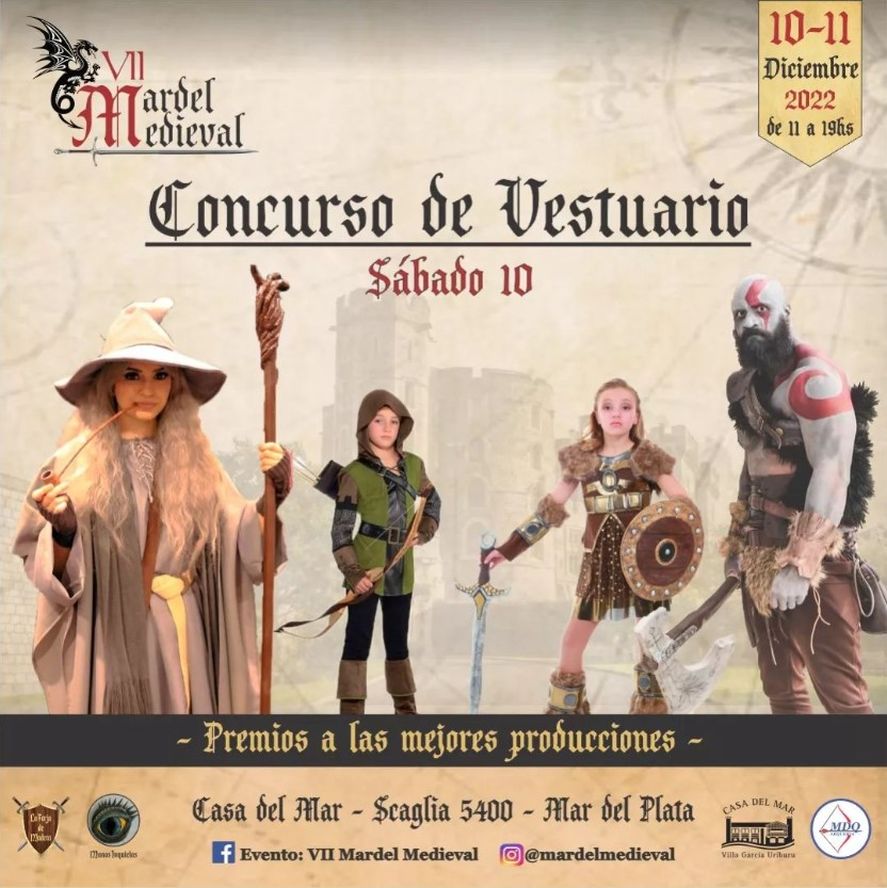 La VII edición del festival Medieval en Mar del Plata se realizará en la Casa del Mar durante el sábado 10 y el domingo 11 de diciembre.