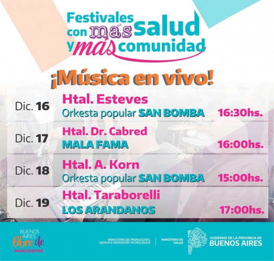 Los festivales tendrán lugar del 16 al 19 de diciembre en cuatro ciudades bonaerenses