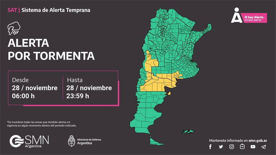 El Servicio Meteorológico Nacional anunció un alerta amarillo por tormentas en parte de la región bonaerense. Enterate cuáles son las localidades afectadas.