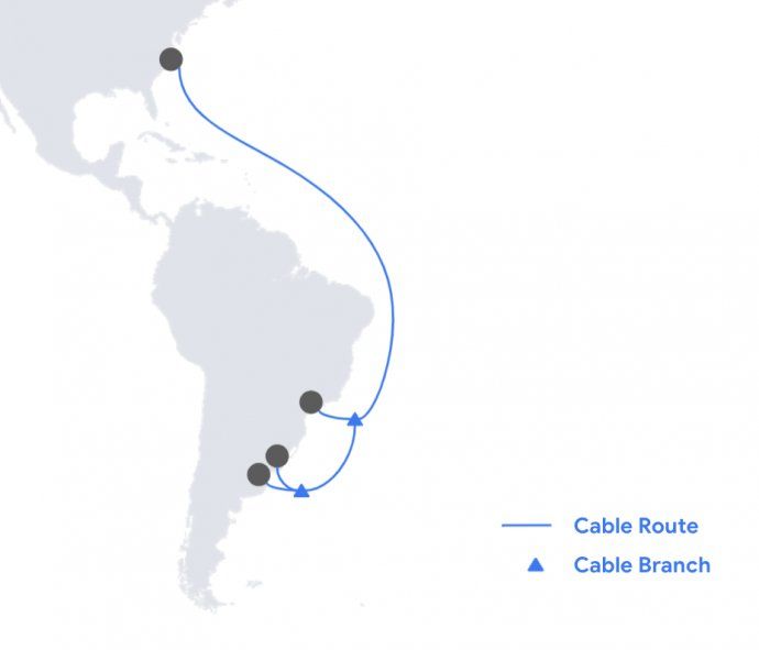 El cable submarino de Google irá desde Estados Unidos hasta Argentina