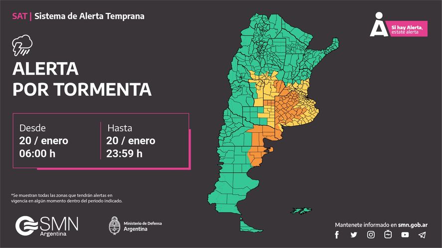 El Servicio Meteorológico Nacional anunció un alerta naranja y otra amarilla por tormentas en toda la región bonaerense. Enterate cuáles son las localidades.