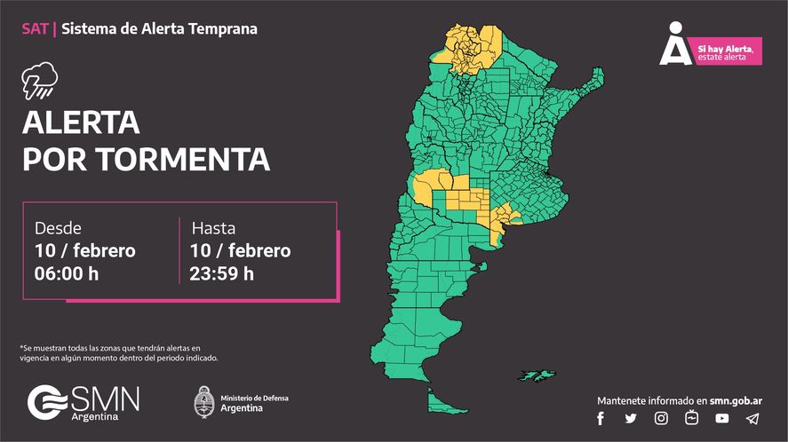 El Servicio Meteorológico Nacional anunció un alerta amarillo por tormentas en parte de la región bonaerense. Enterate cuáles son las localidades.
