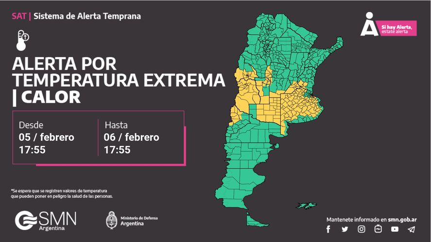 El Servicio Meteorológico Nacional anunció un alerta amarillo por temperaturas extremas en gran parte de la región bonaerense. Enterate cuáles son las localidades.