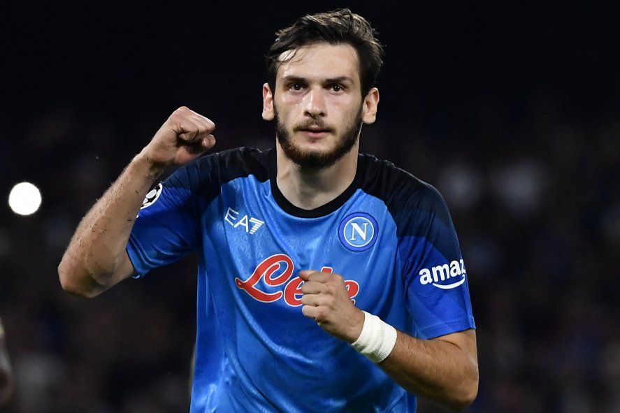 El georgiano Khvicha Kvaratskhelia, una de las principales armas del Nápoli en la Champions League