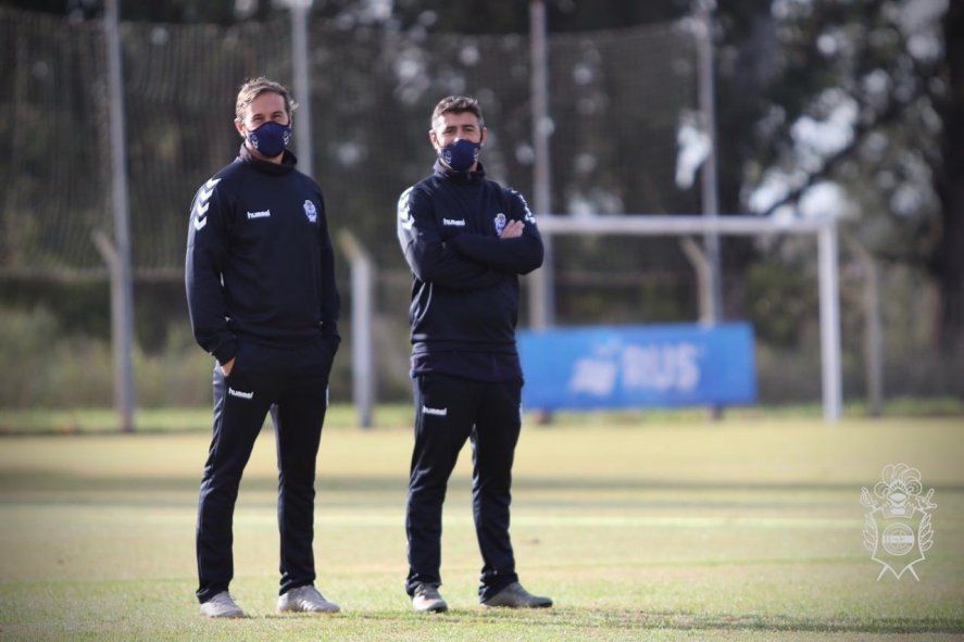 Martini y Messera, en los entrenamientos de Gimnasia.
