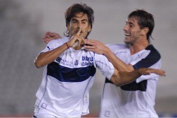 Gimnasia y el festejo en la última victoria internacional: Copa Libertadores 2007