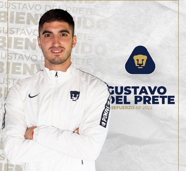 Gustavo Del Prete al ser presentado en Pumas de México, tras la venta de Estudiantes