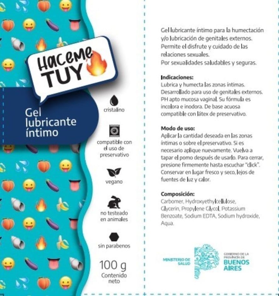 Así es la gráfica del envase de gel íntimo que distribuirá la provincia de Buenos Aires de manera gratuita.