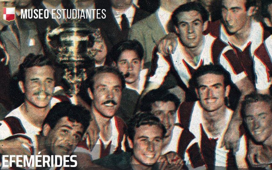 Estudiantes festeja la Copa Escobar que le ganó a San Lorenzo.