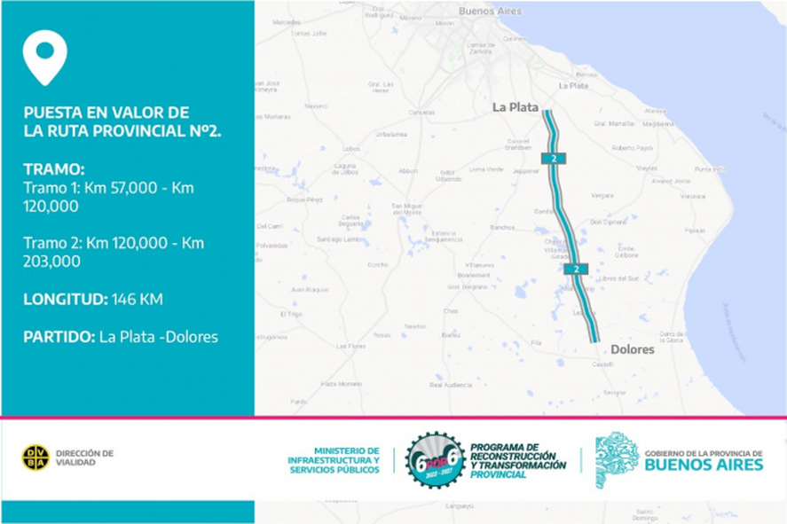 El tramo de la ruta 2 que repavimentará la PRovincia
