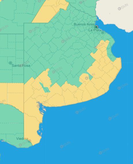 El alerta meteorológico que emitió el SMN es de nivel amarillo por lluvias.