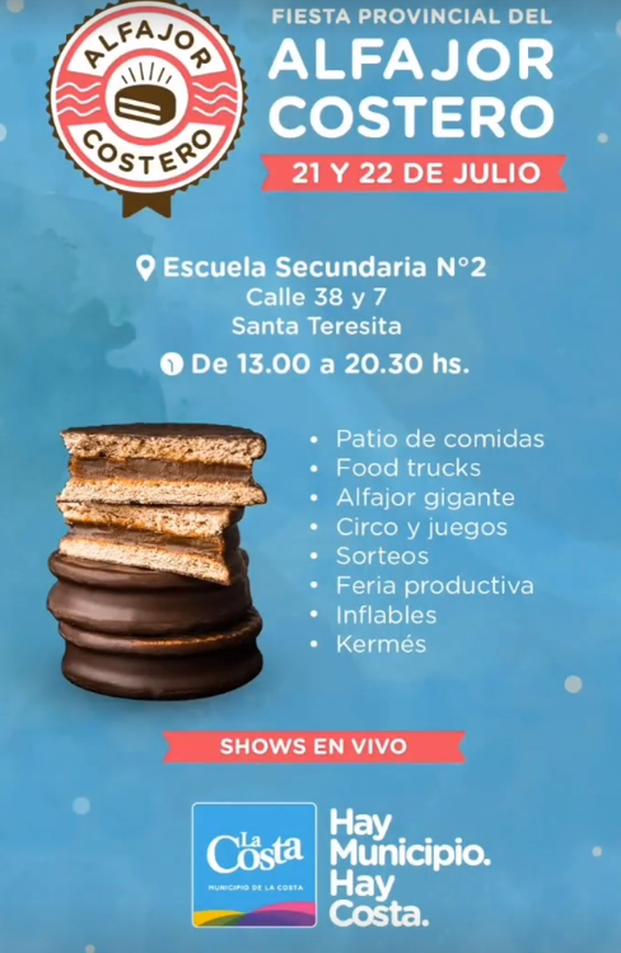 La 9º Fiesta Provincial del Alfajor Costero: las actividades en Santa Teresita, La Costa.