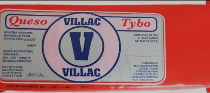 Anmat prohibió la venta del queso tybo de la marca Villac