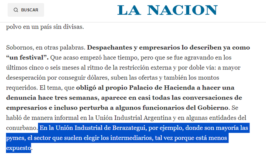 El párrafo de la nota de La Nación que desmienten desde Berazategui