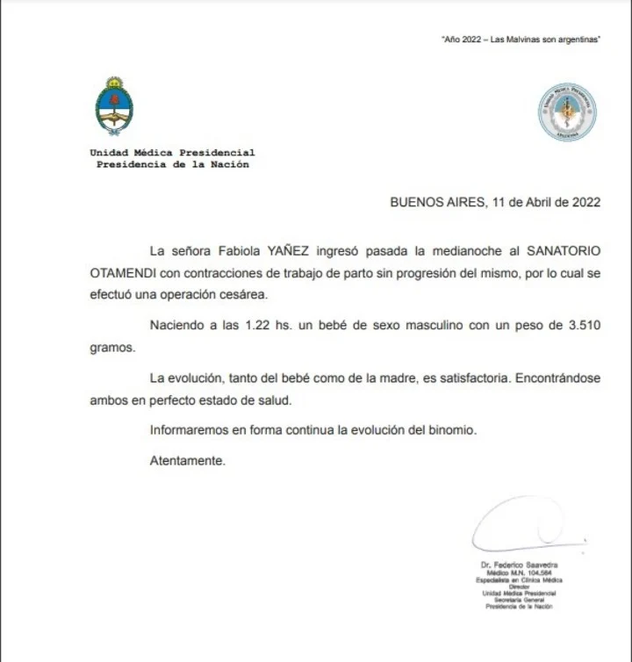 La carta desde Casa Rosada