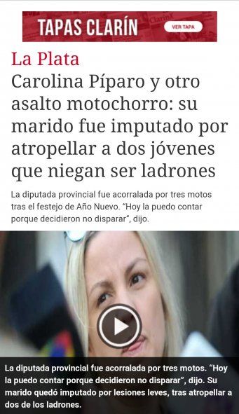 "Los jóvenes que niegan ser ladrones" según Clarín, en el hecho que protagonizaron Píparo y su marido
