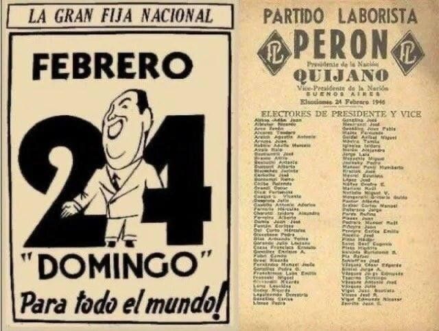 El afiche y la boleta de Perón - Quijano, la fórmula que ganó la elección hace 75 años y qye Clarín ignoró en su portada de aquel día 
