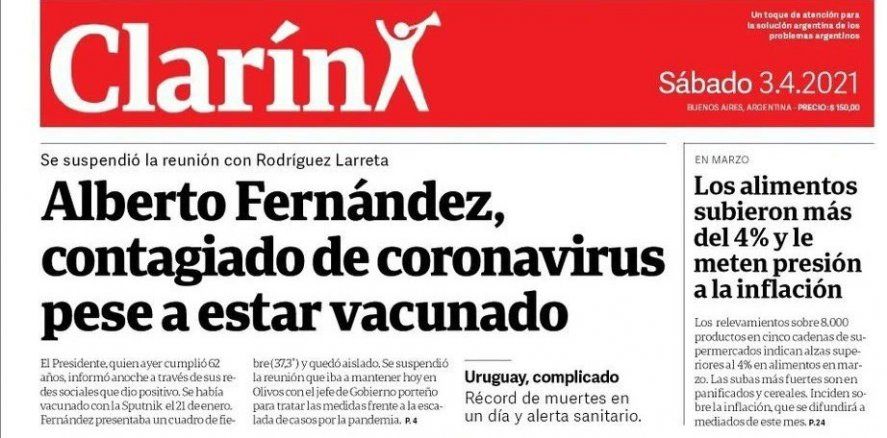 Lo peor del periodismo. La tapa de Clarín que sin decir flagrantes mentiras desinforma por ser parcial en su presentación y sugerir peligrosamente algo que no es cierto 