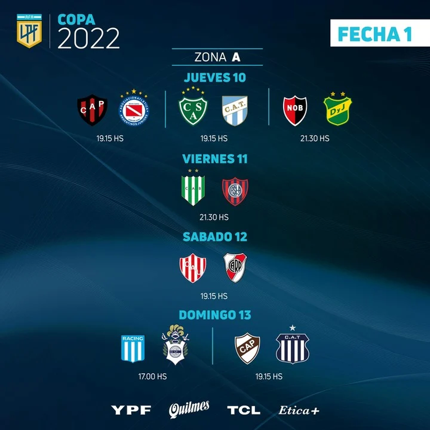 Copa de la Liga: horarios y partidos liberados de la fecha 1 | Infocielo