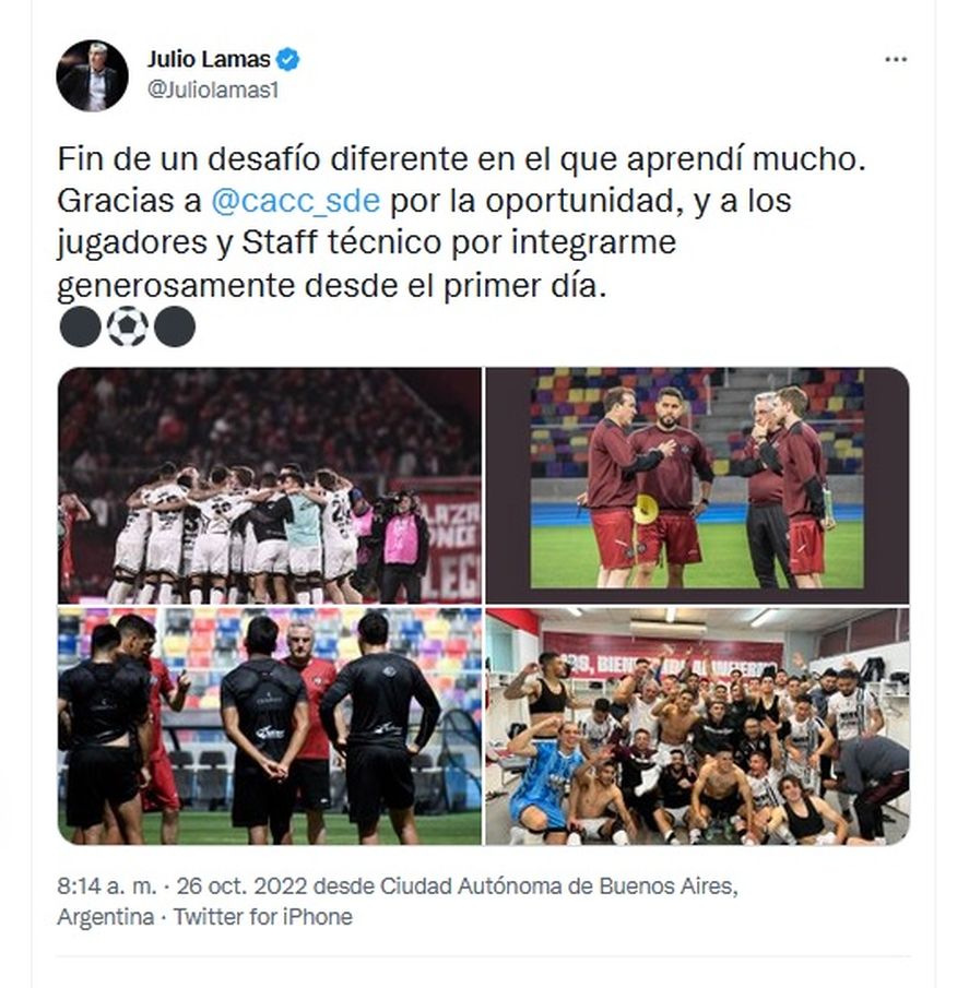 El tweet de Julio Lamas, quien llegará a Estudiantes junto a Abel Balbo.