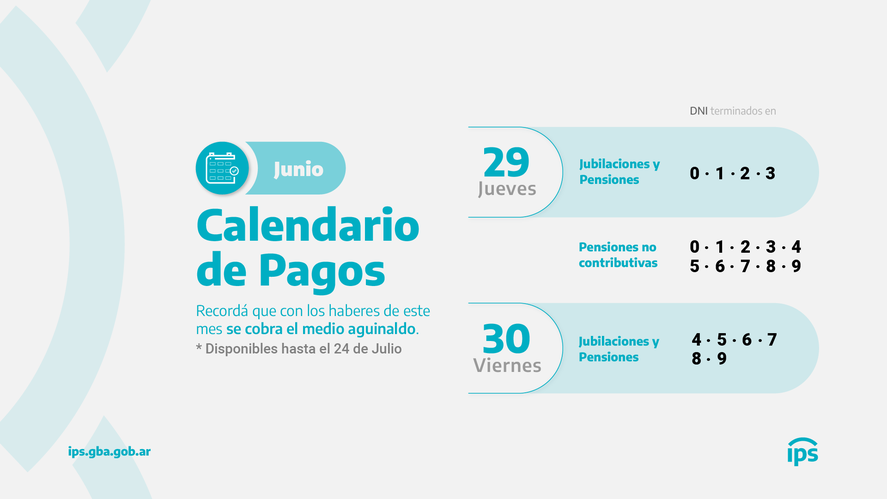 El IPS dio a conocer la fecha de pago de las jubilaciones correspondientes al mes de junio y el medio aguinaldo.
