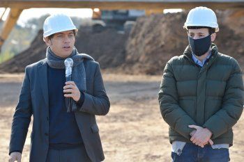 Kicillof y Simone durante la inaguración de obras públicas
