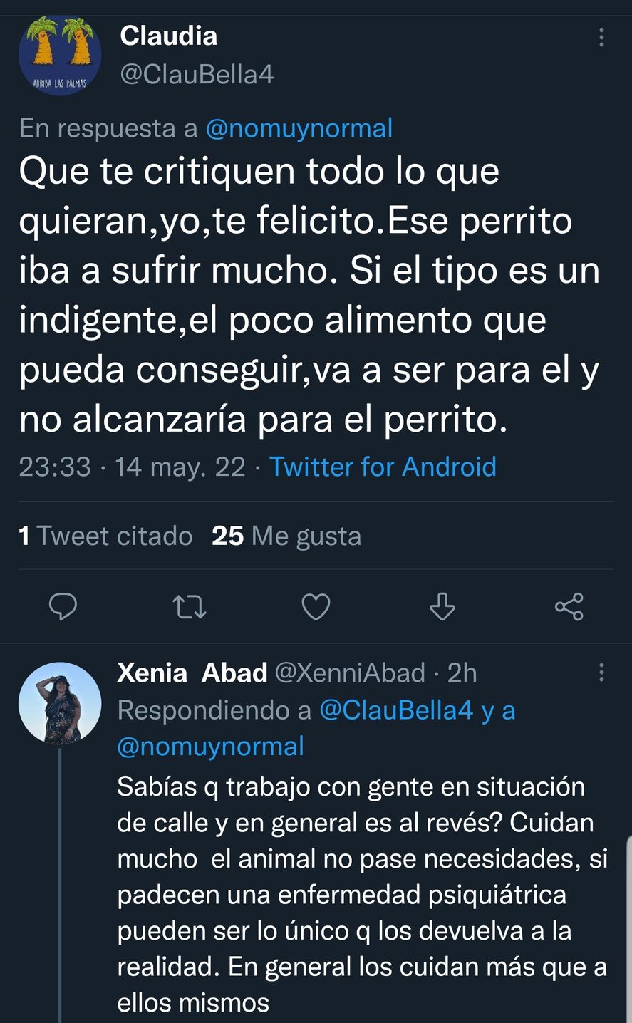 La controversia expresada en dos mensajes contrapuestos acerca de la mirada por el robo de un perro en la calle. Sucedió en Recoleta en la puerta de un famoso Mall