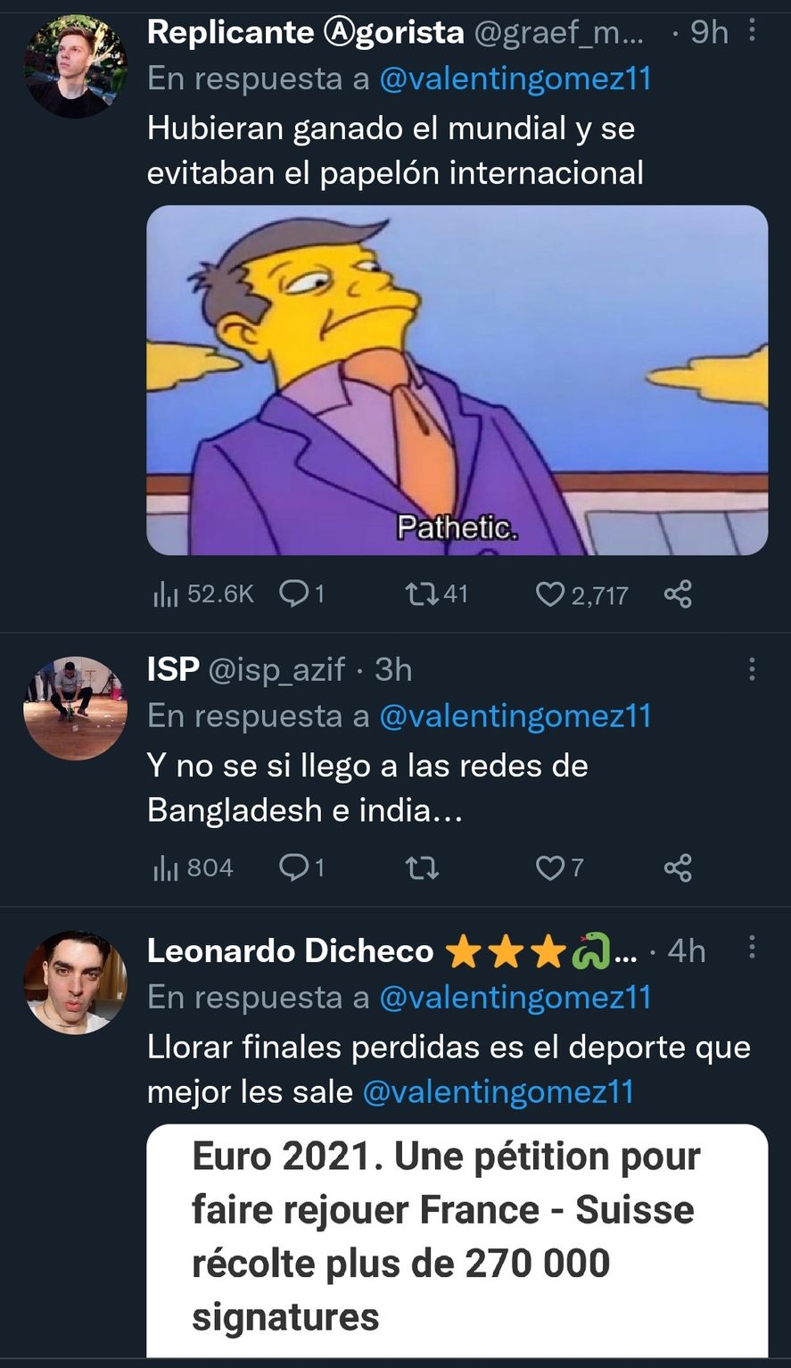 La petición de Francia para volver a jugar la final del mundial cuenta con menor número de firmas, y por consiguiente un pedido irónico argentino para que "dejen de llorar" ya tiene miles de adhesiones más