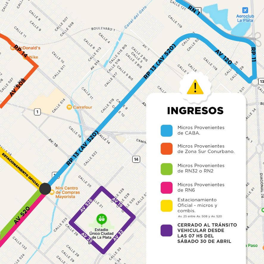 Las entradas de campo en el Estadio Ciudad de La Plata están separadas por colores durante el show de La Renga.