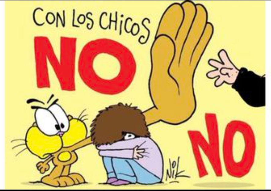 La viñeta de Nik pidiendo que no se metan con los chicos. Seguramente no recordaba que él se había metido con Nestor Iván Kirchner cuando era un bebé recién nacido