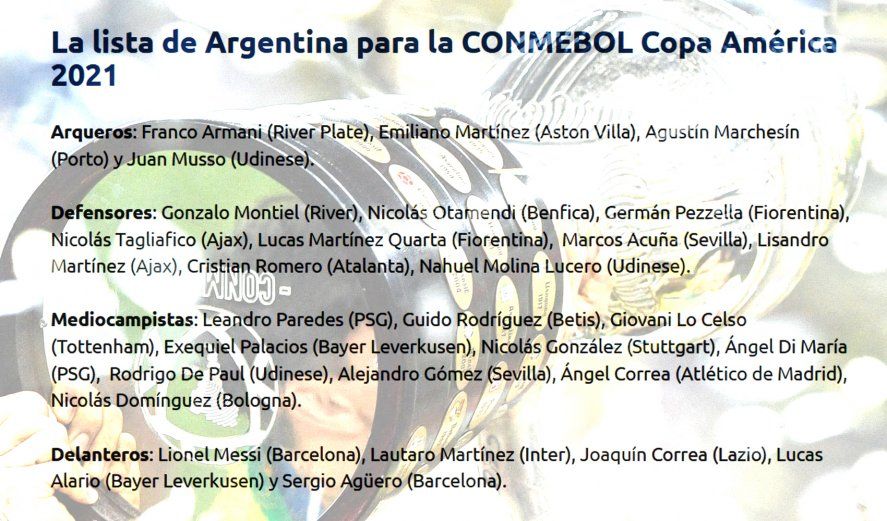 Los 28 convocados por Scaloni en la Selección Argentina.
