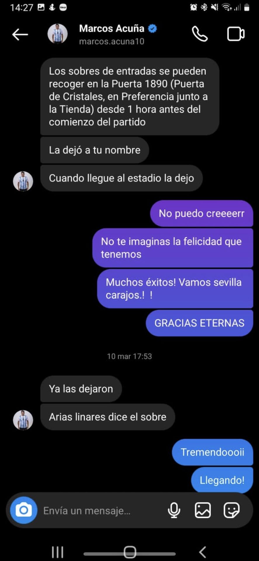 Los chats por Instagram entre el 