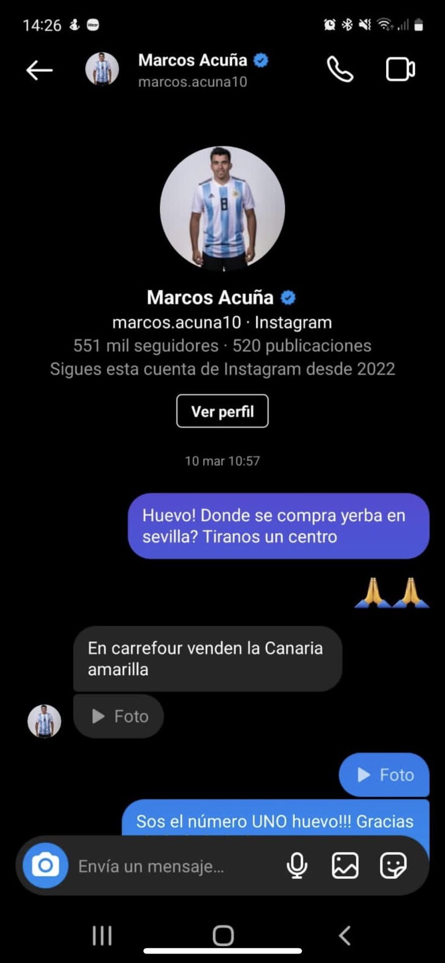 Los chats por Instagram entre el 