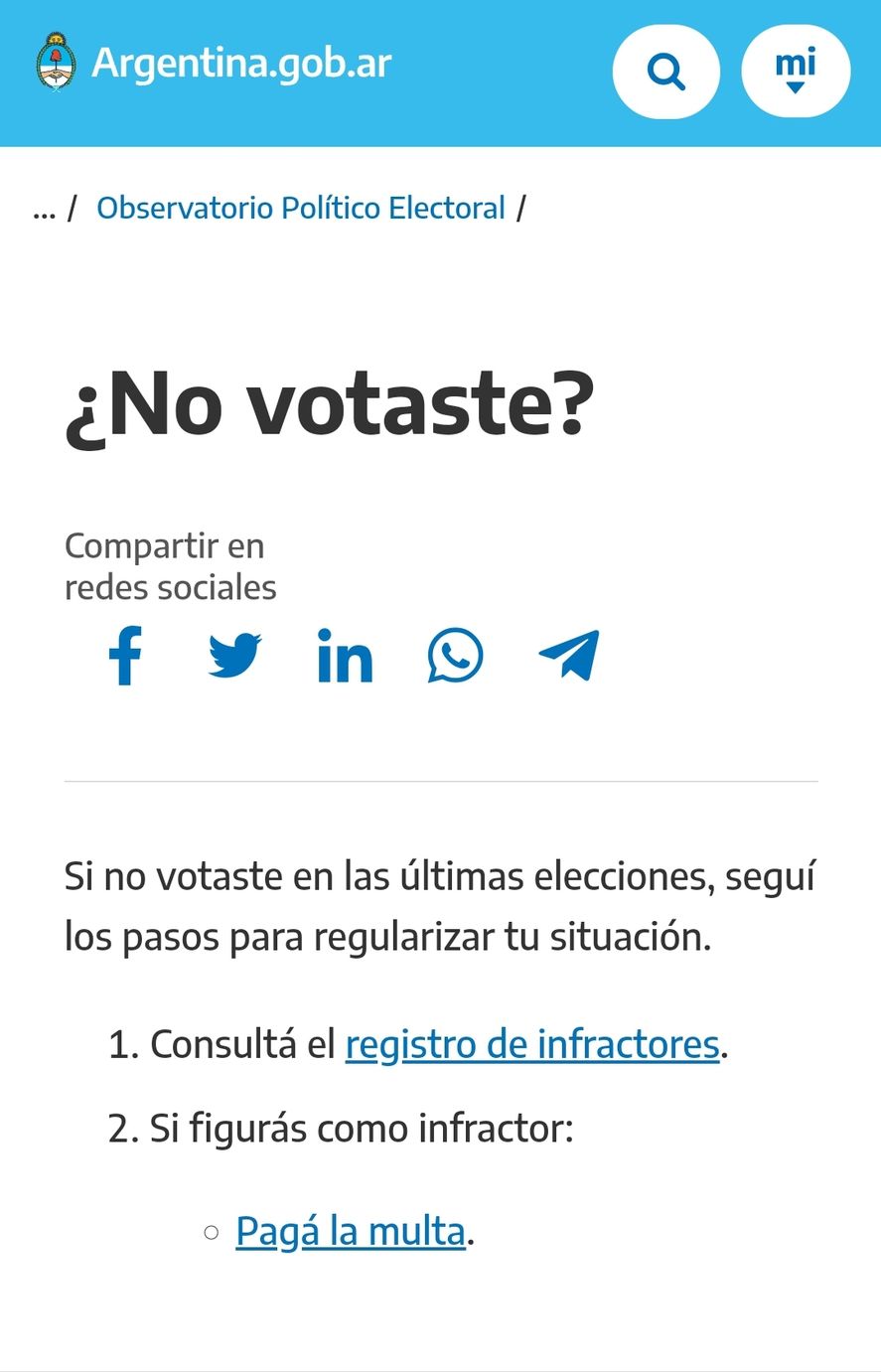 Los pasos a seguir para justificar o pagar la multa si no fuiste a votar en las PASO 2023