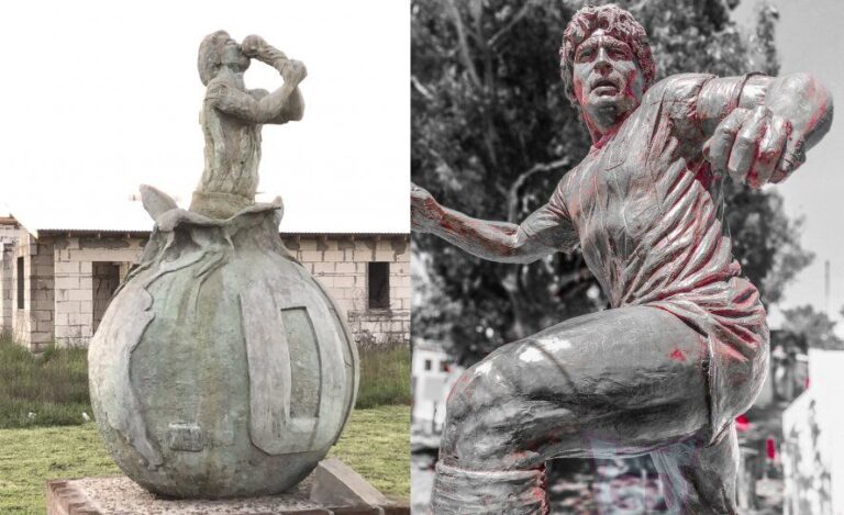 Mirá las estatuas de Maradona en Las Flores y Bahía Blanca