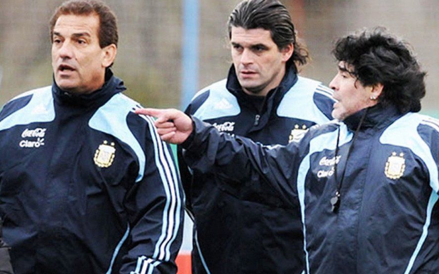 Maradona con Lemme en la Selección Argentina.