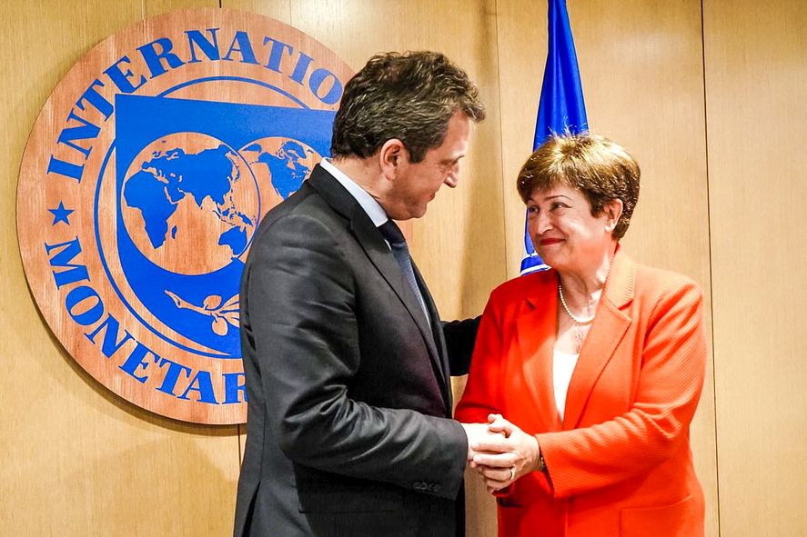 Sergio Massa y la titular del FMI, Kristalina Gueorguieva.