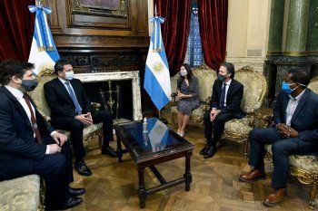 Sergio Massa recibió a la comitiva del FMI en el Congreso.