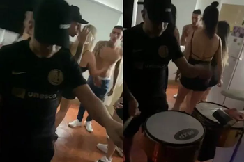 La imagen de Centurión en una fiesta luego de dos días de auscencia en San Lorenzo: El Ciclón no quiere más incovenientes.